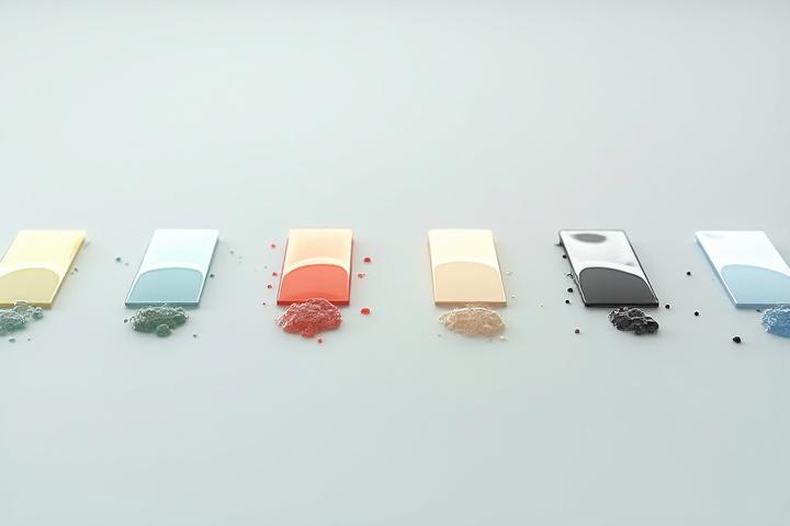 Muestras de paneles de prueba expuestos a productos químicos