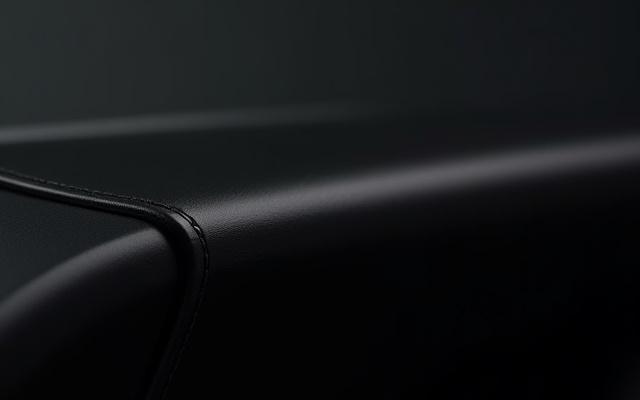 Pieza automotriz interior de color negro profundo con acabado brillante