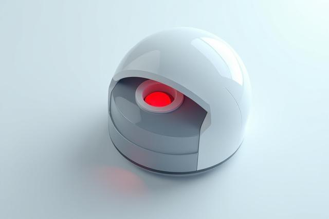 Espectrofotómetro de esfera moderno midiendo una muestra de color de un pigmento.